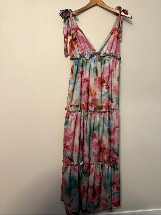 Vici Dresses & Skirts - Vici Pink Multi Floral Tie-Shoulder Maxi Dress